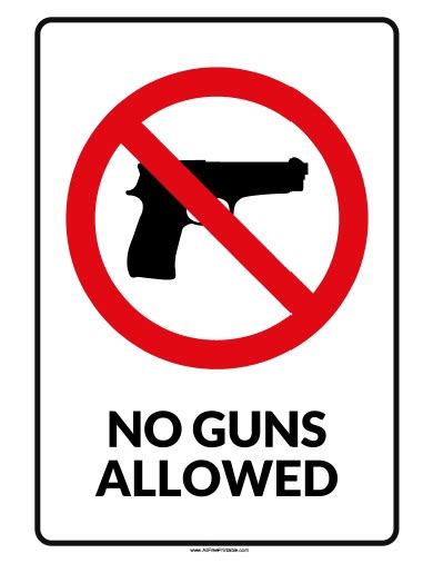 Free Printable No Weapons Allowed Sign